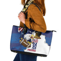 Football United States 250th Anniversary Leather Tote Bag USA Flag Eagle Liberty Bell