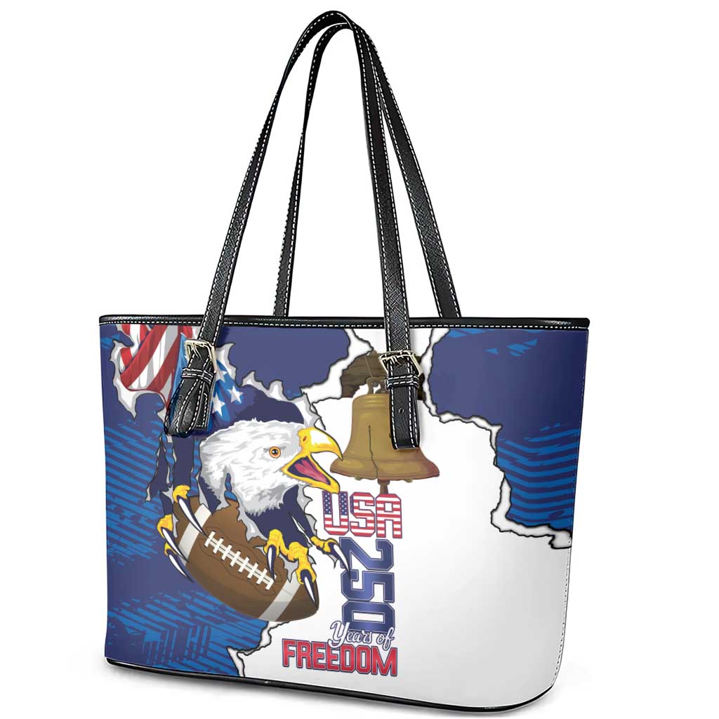 Football United States 250th Anniversary Leather Tote Bag USA Flag Eagle Liberty Bell