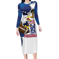 Personalized Football United States 250th Anniversary Long Sleeve Bodycon Dress USA Flag Eagle Liberty Bell