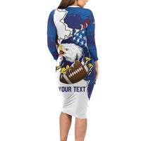 Personalized Football United States 250th Anniversary Long Sleeve Bodycon Dress USA Flag Eagle Liberty Bell