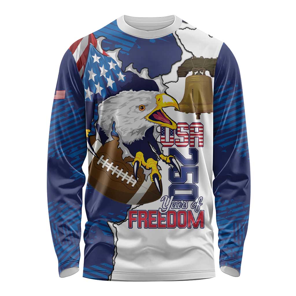 Personalized Football United States 250th Anniversary Long Sleeve Shirt USA Flag Eagle Liberty Bell