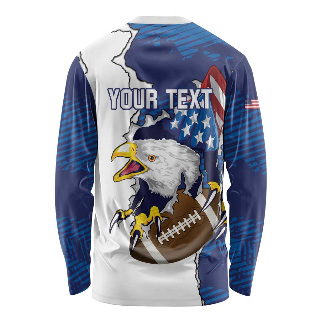Personalized Football United States 250th Anniversary Long Sleeve Shirt USA Flag Eagle Liberty Bell