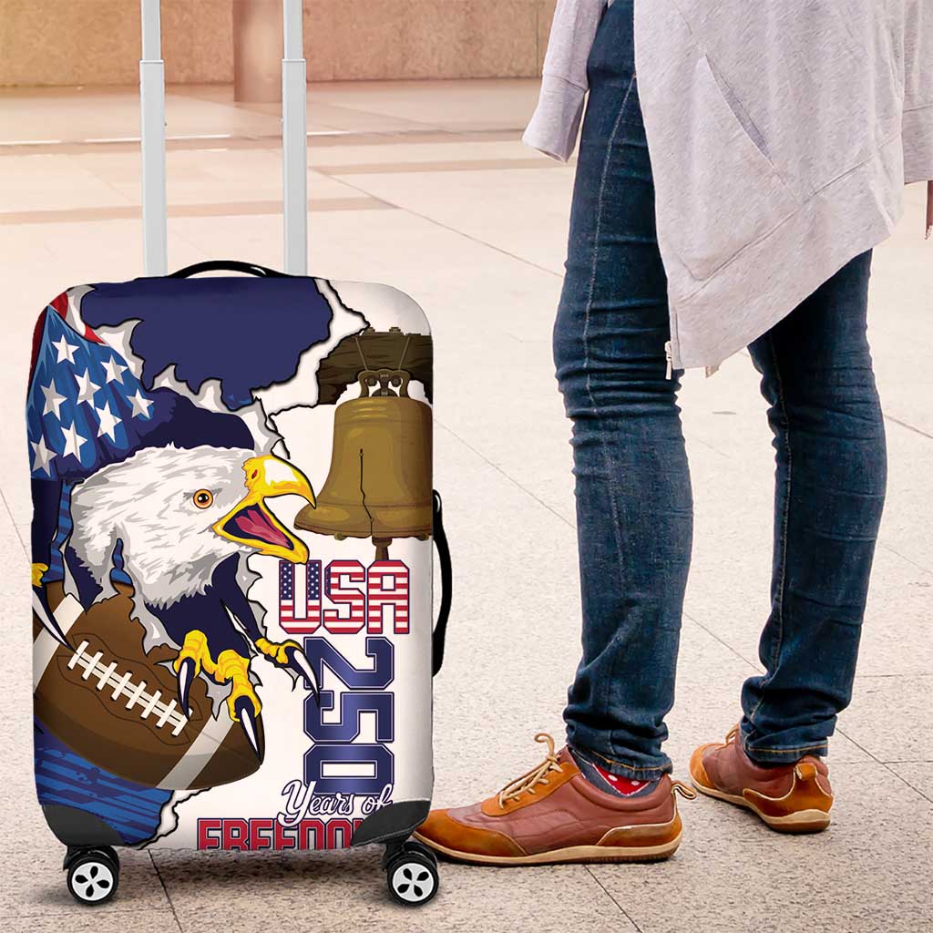 Football United States 250th Anniversary Luggage Cover USA Flag Eagle Liberty Bell