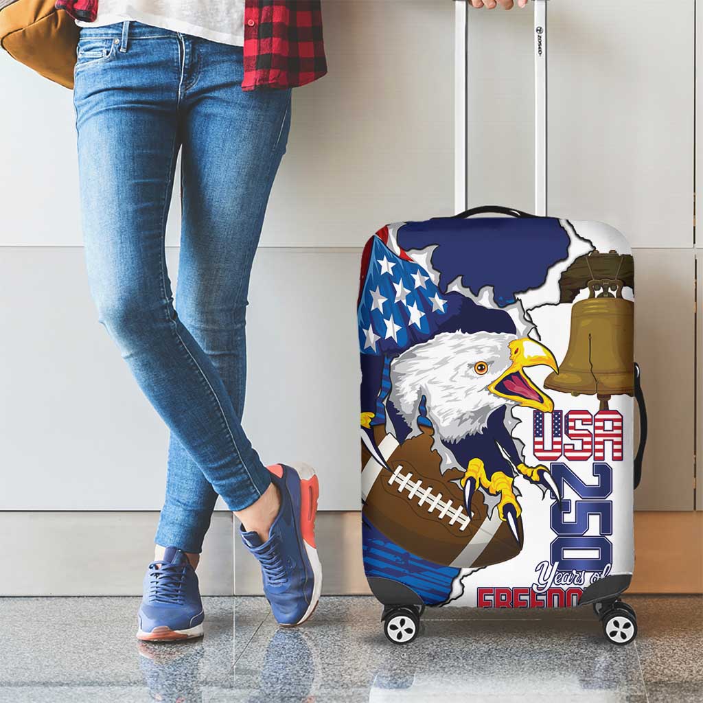 Football United States 250th Anniversary Luggage Cover USA Flag Eagle Liberty Bell