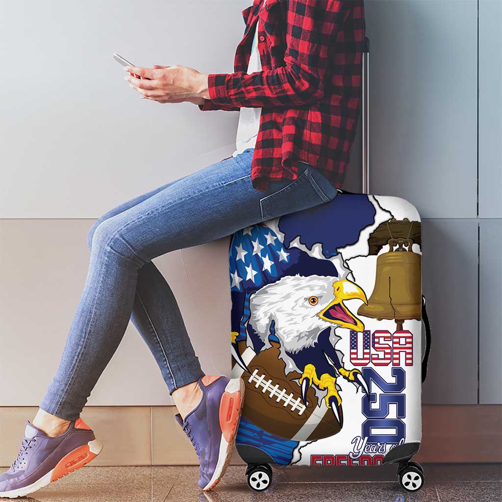 Football United States 250th Anniversary Luggage Cover USA Flag Eagle Liberty Bell