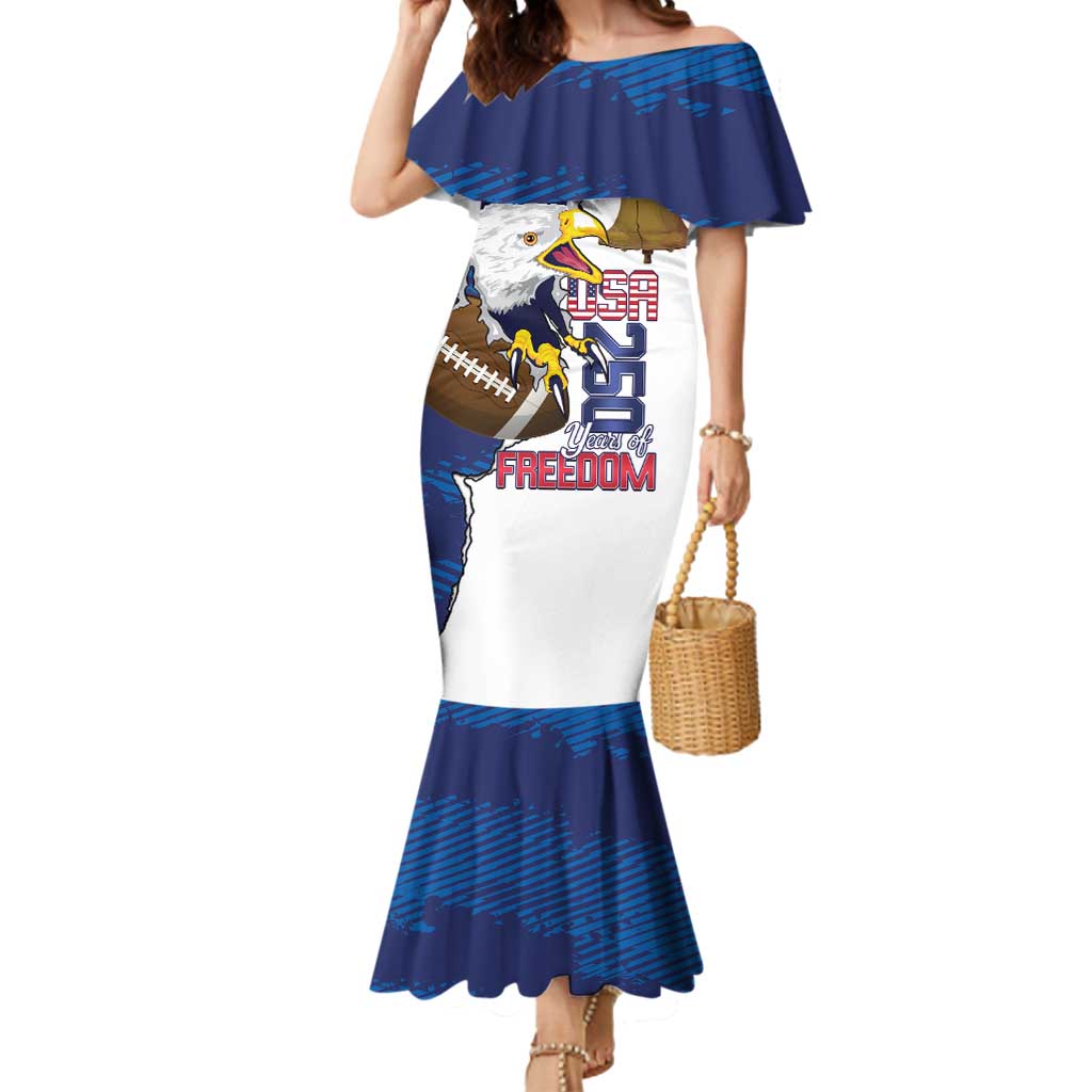 Personalized Football United States 250th Anniversary Mermaid Dress USA Flag Eagle Liberty Bell