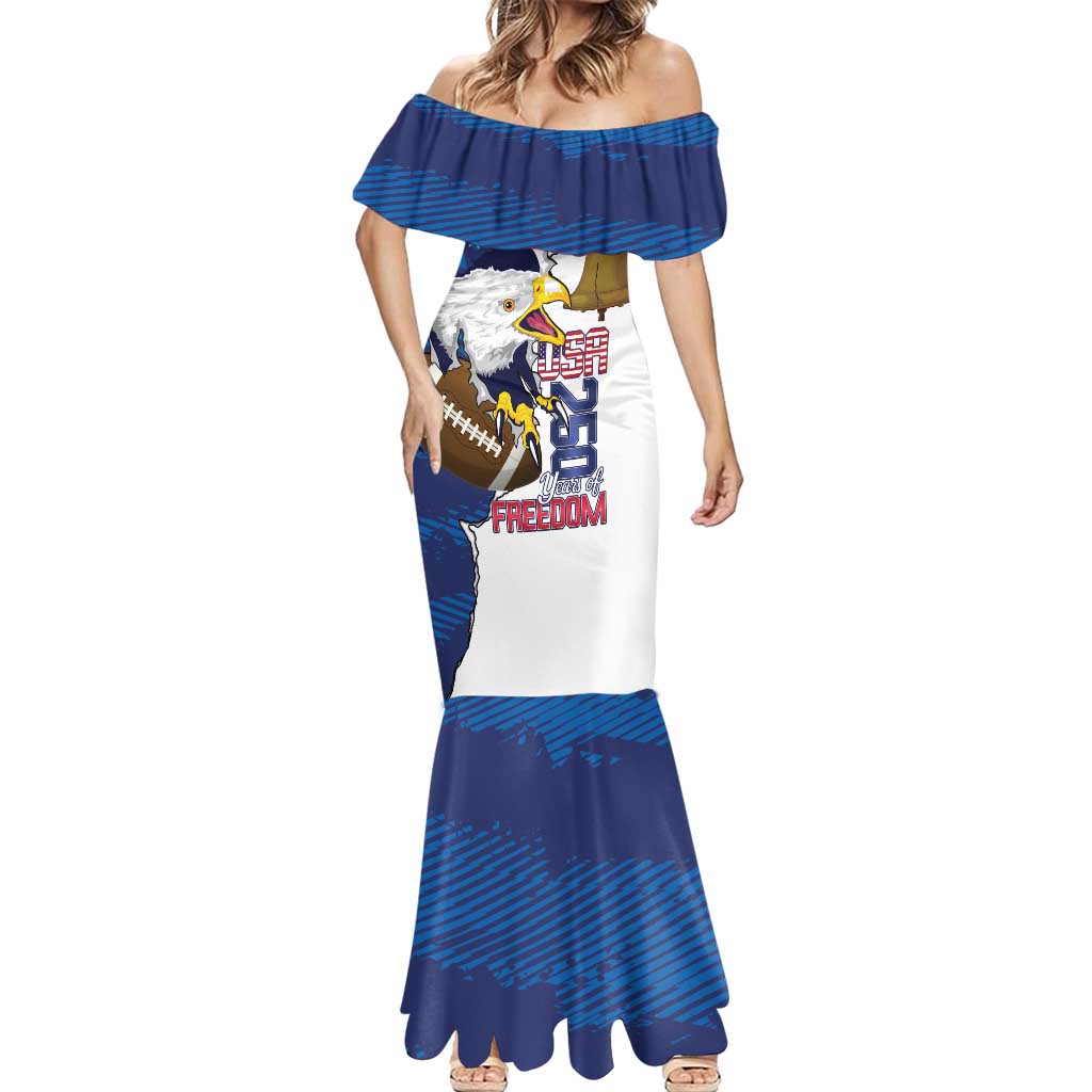 Personalized Football United States 250th Anniversary Mermaid Dress USA Flag Eagle Liberty Bell