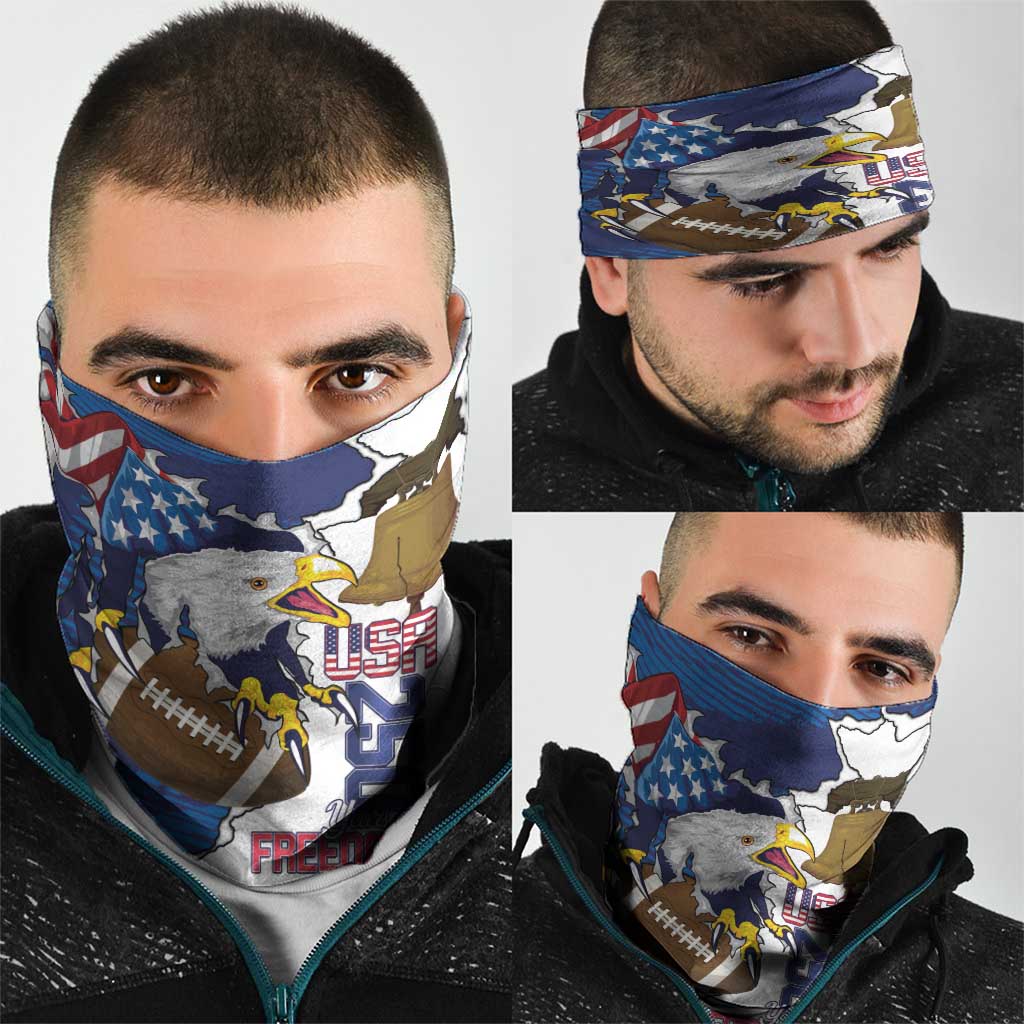 Football United States 250th Anniversary Neck Gaiter USA Flag Eagle Liberty Bell