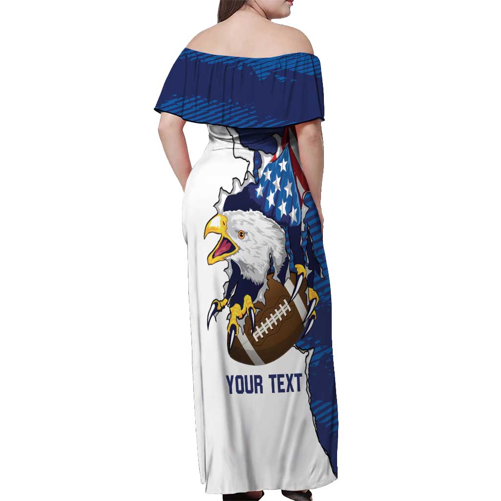 Personalized Football United States 250th Anniversary Off Shoulder Maxi Dress USA Flag Eagle Liberty Bell
