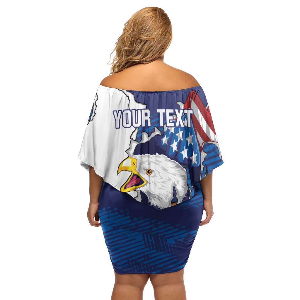 Personalized Football United States 250th Anniversary Off Shoulder Short Dress USA Flag Eagle Liberty Bell