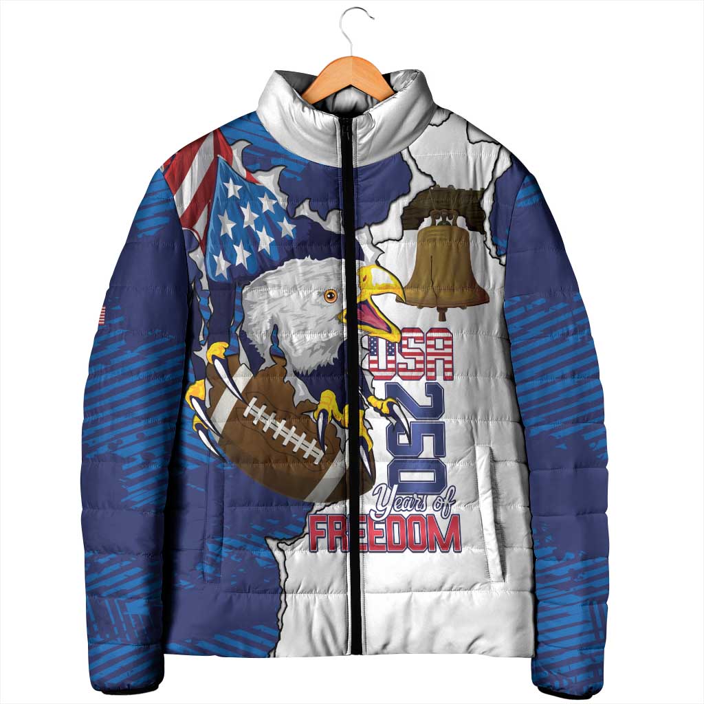 Personalized Football United States 250th Anniversary Padded Jacket USA Flag Eagle Liberty Bell