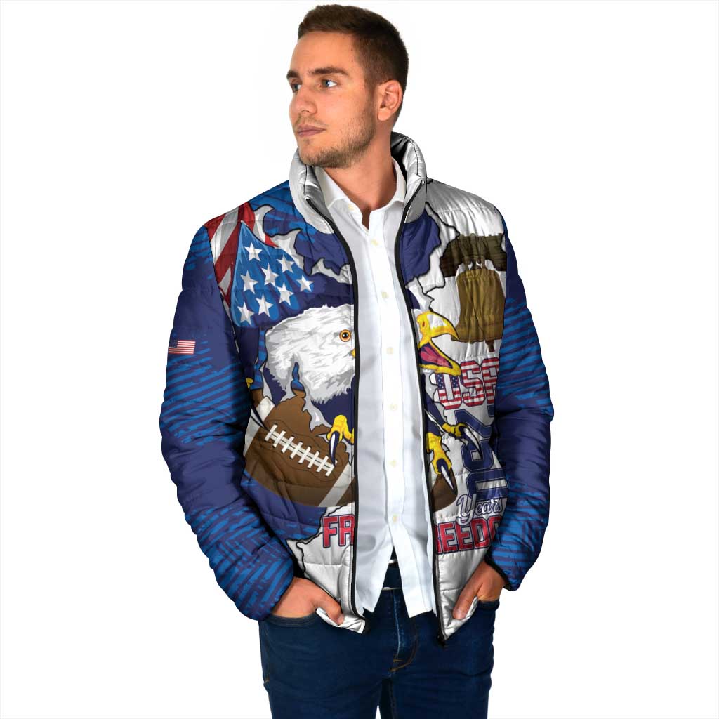 Personalized Football United States 250th Anniversary Padded Jacket USA Flag Eagle Liberty Bell