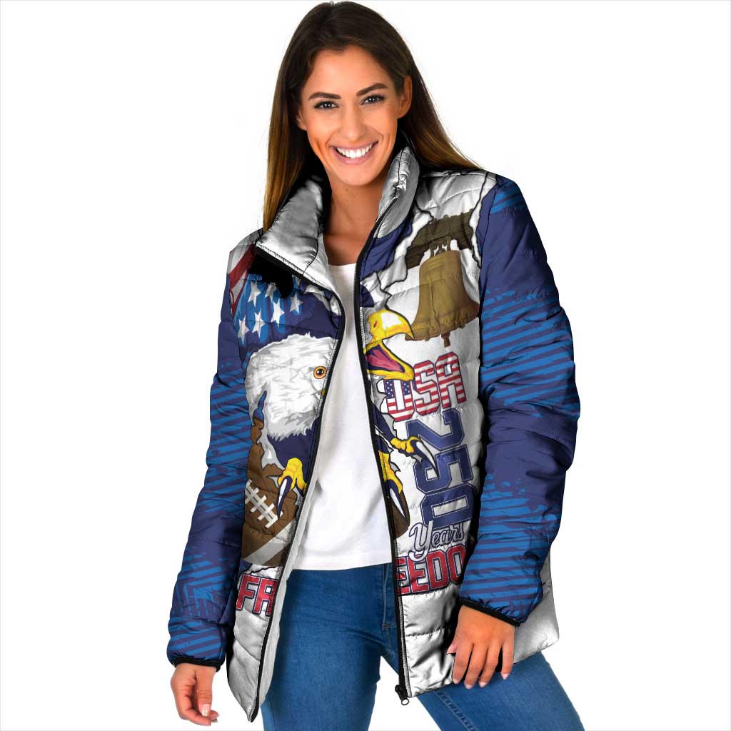 Personalized Football United States 250th Anniversary Padded Jacket USA Flag Eagle Liberty Bell