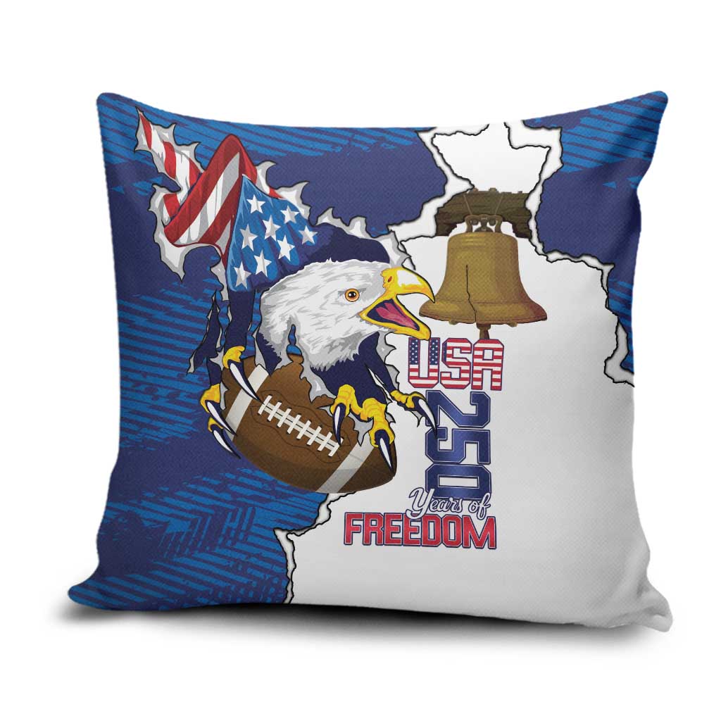 Football United States 250th Anniversary Pillow Cover USA Flag Eagle Liberty Bell