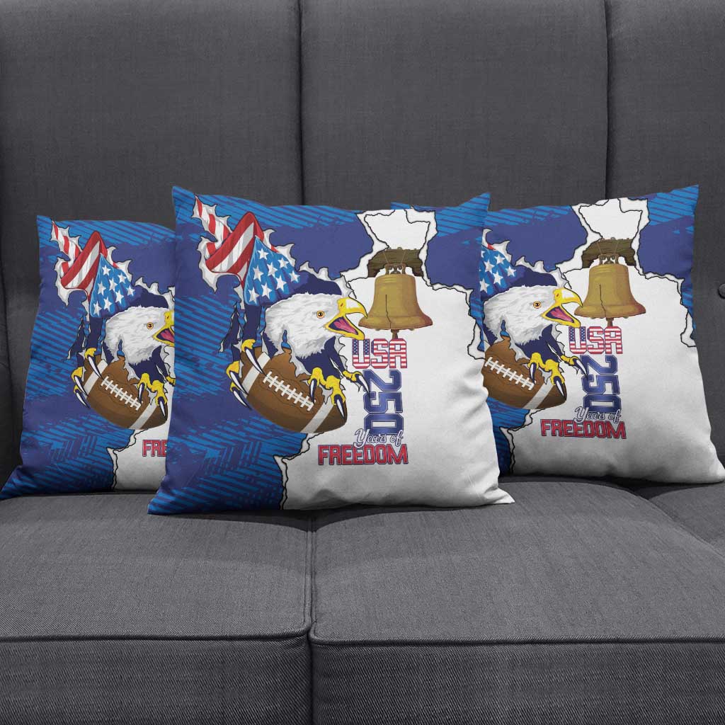 Football United States 250th Anniversary Pillow Cover USA Flag Eagle Liberty Bell