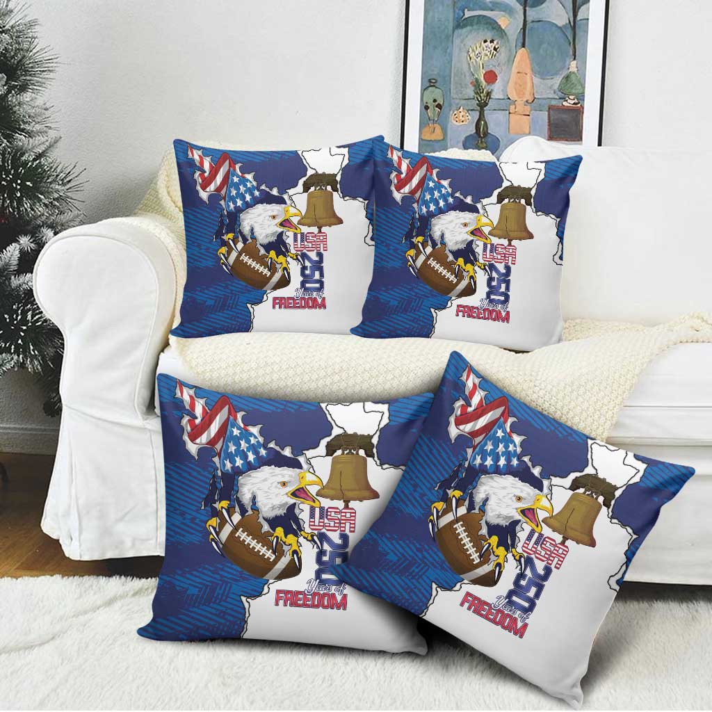Football United States 250th Anniversary Pillow Cover USA Flag Eagle Liberty Bell