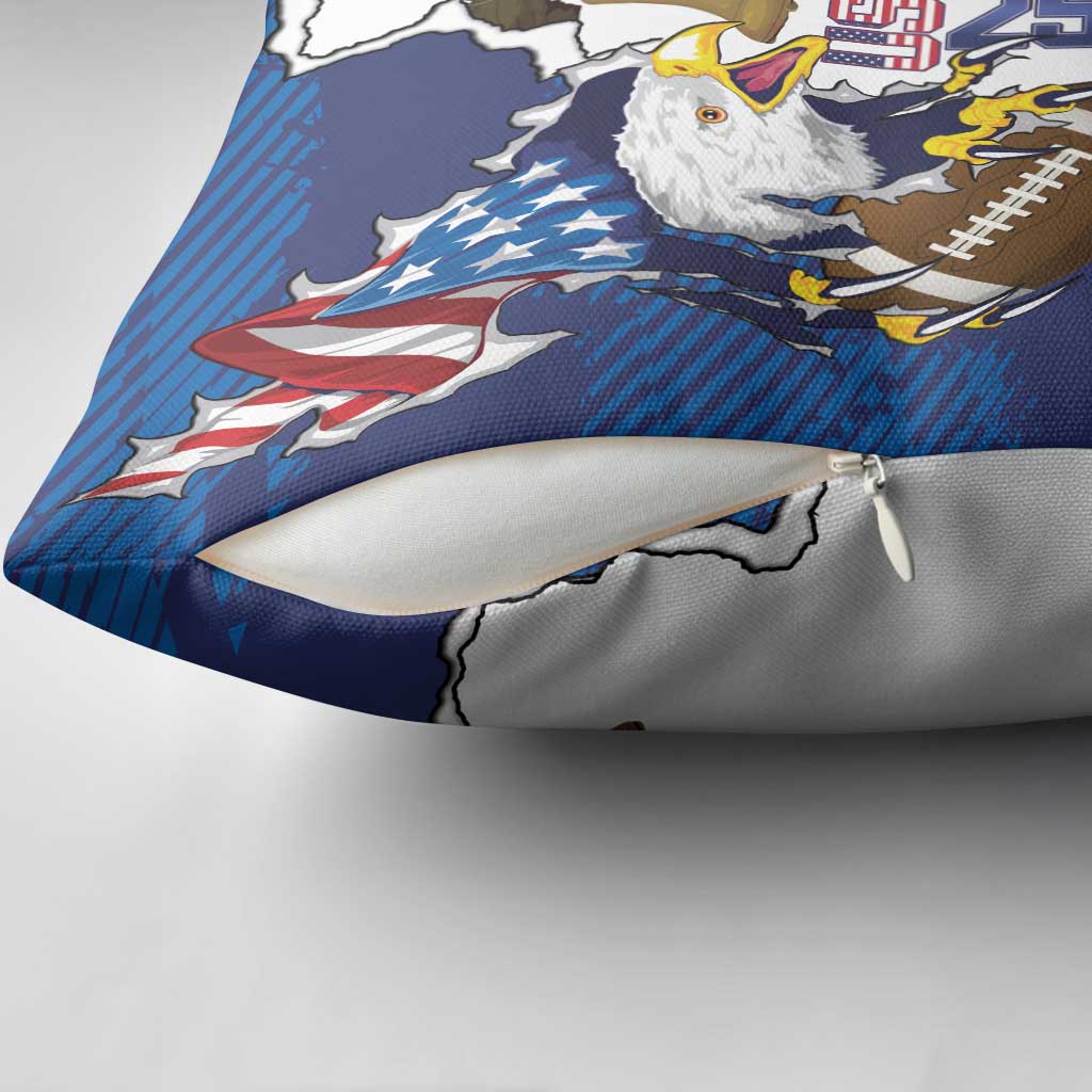 Football United States 250th Anniversary Pillow Cover USA Flag Eagle Liberty Bell