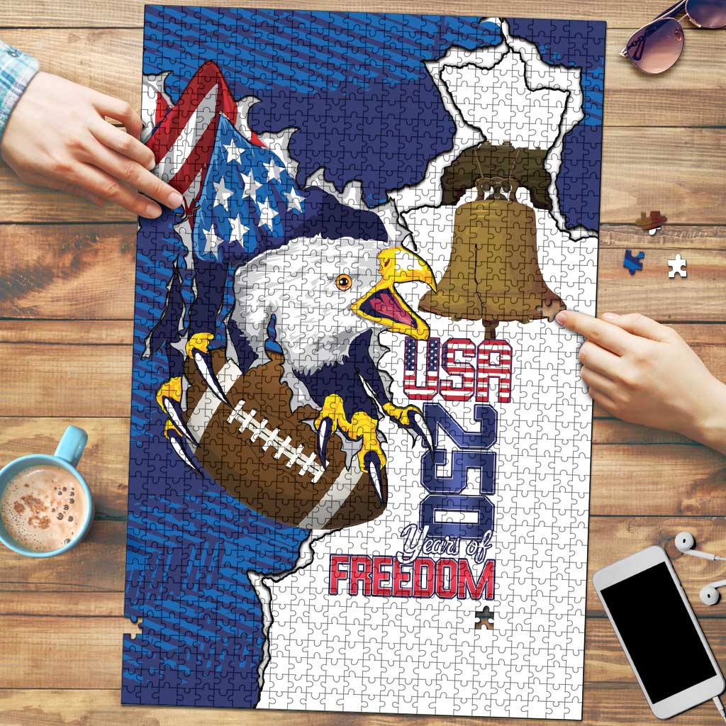 Football United States 250th Anniversary Puzzle USA Flag Eagle Liberty Bell