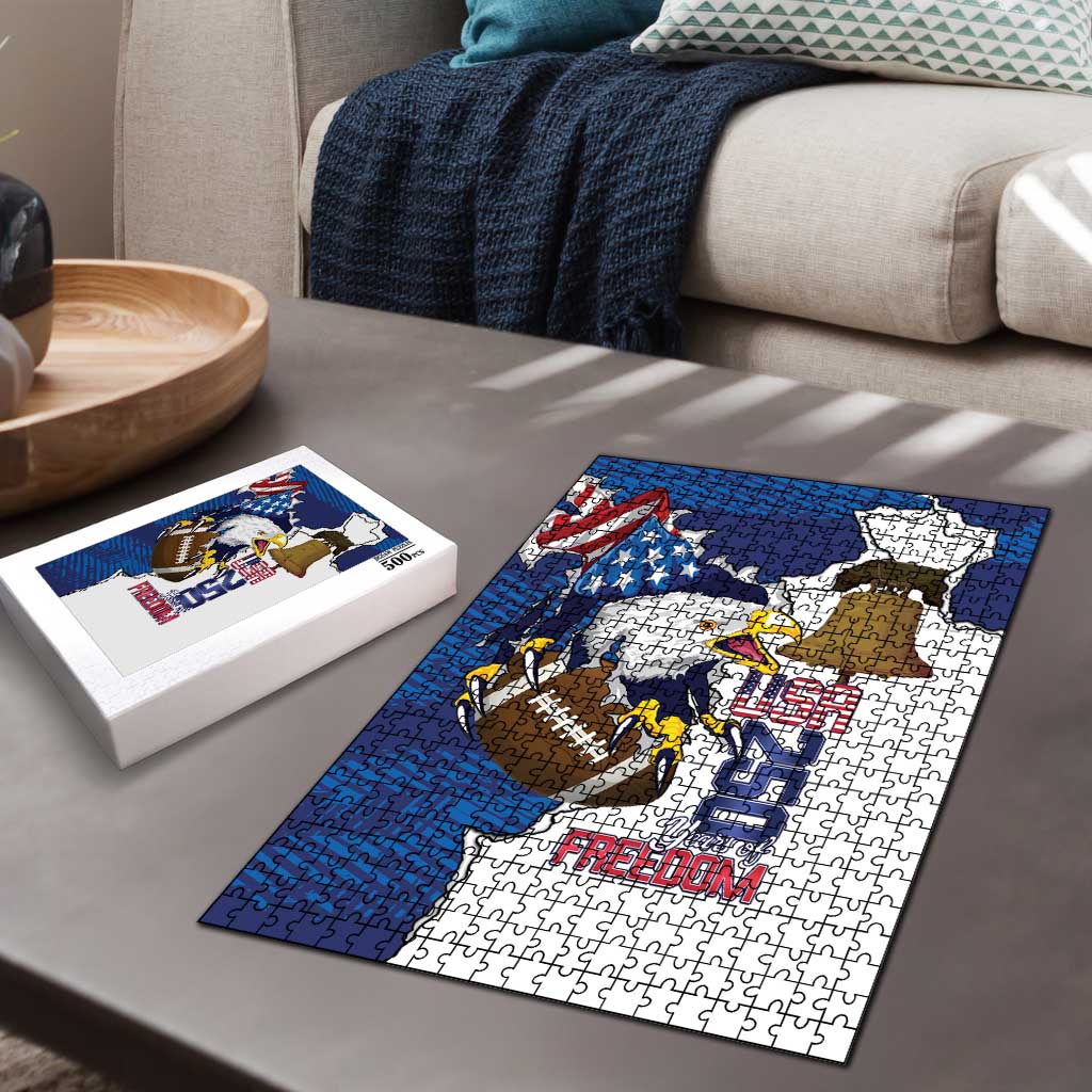 Football United States 250th Anniversary Puzzle USA Flag Eagle Liberty Bell