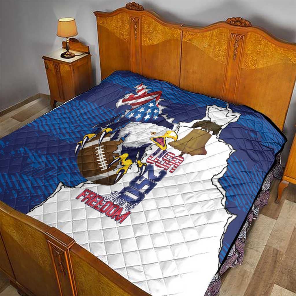 Football United States 250th Anniversary Quilt USA Flag Eagle Liberty Bell