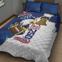 Football United States 250th Anniversary Quilt Bed Set USA Flag Eagle Liberty Bell
