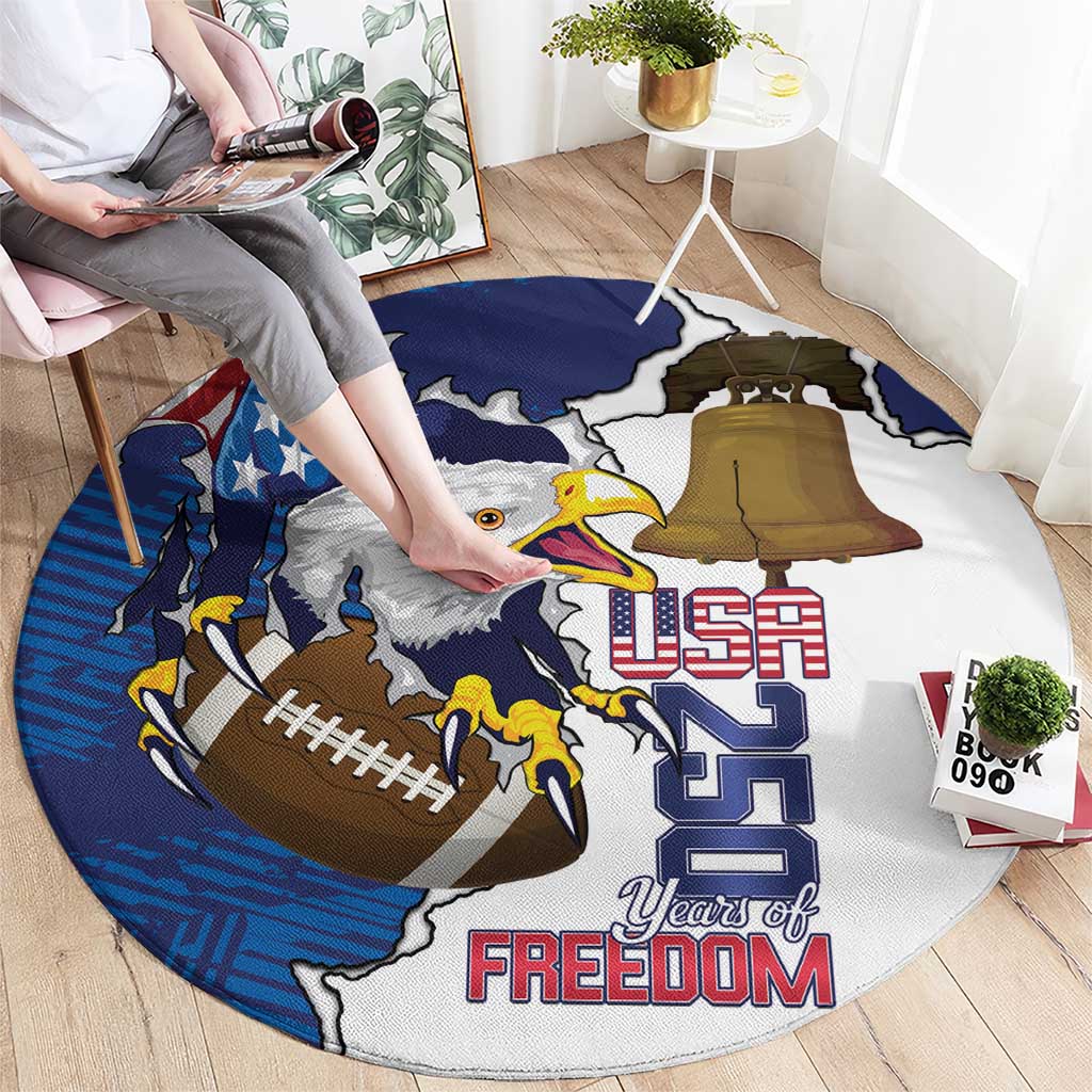 Football United States 250th Anniversary Round Carpet USA Flag Eagle Liberty Bell