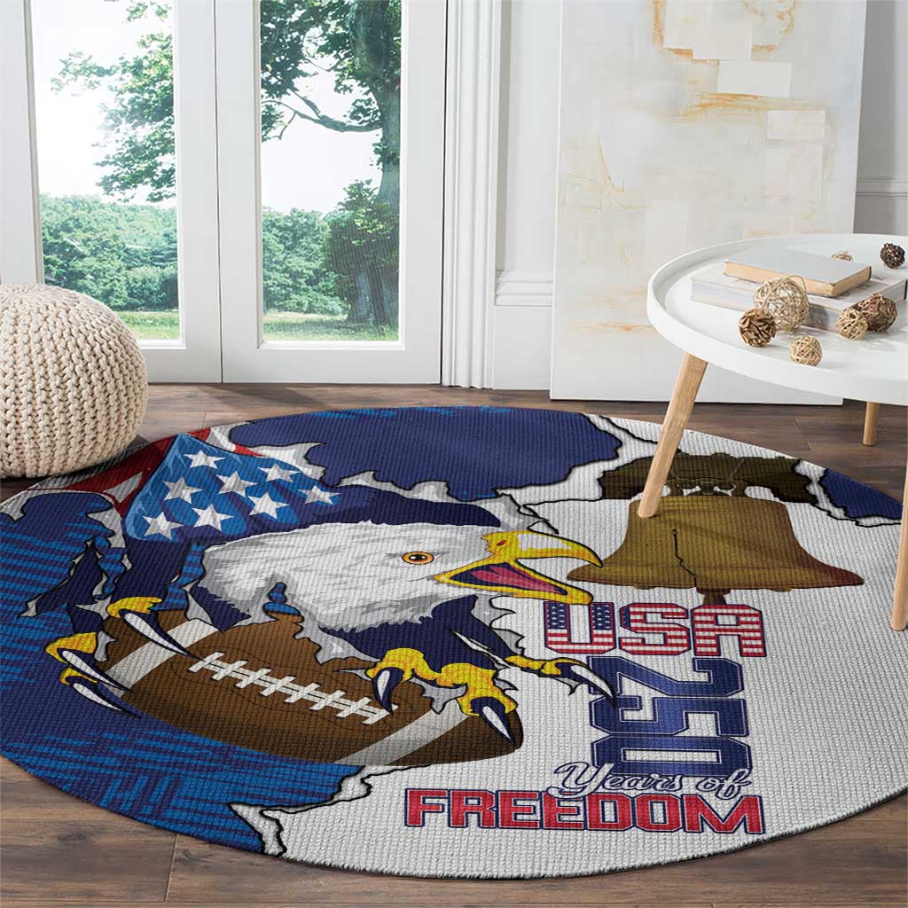 Football United States 250th Anniversary Round Carpet USA Flag Eagle Liberty Bell