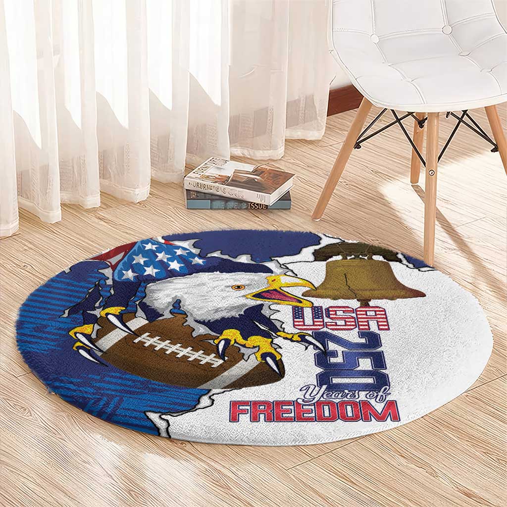 Football United States 250th Anniversary Round Carpet USA Flag Eagle Liberty Bell