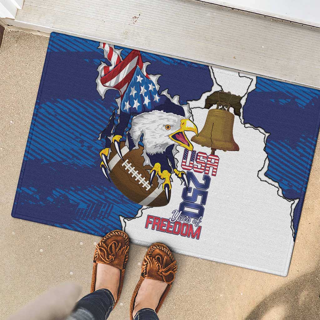 Football United States 250th Anniversary Rubber Doormat USA Flag Eagle Liberty Bell