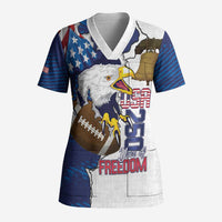 Personalized Football United States 250th Anniversary Scrub Top USA Flag Eagle Liberty Bell