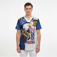 Personalized Football United States 250th Anniversary Scrub Top USA Flag Eagle Liberty Bell