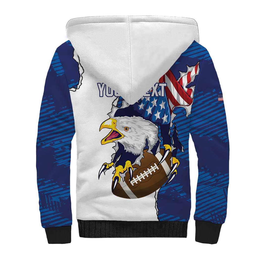 Personalized Football United States 250th Anniversary Sherpa Hoodie USA Flag Eagle Liberty Bell