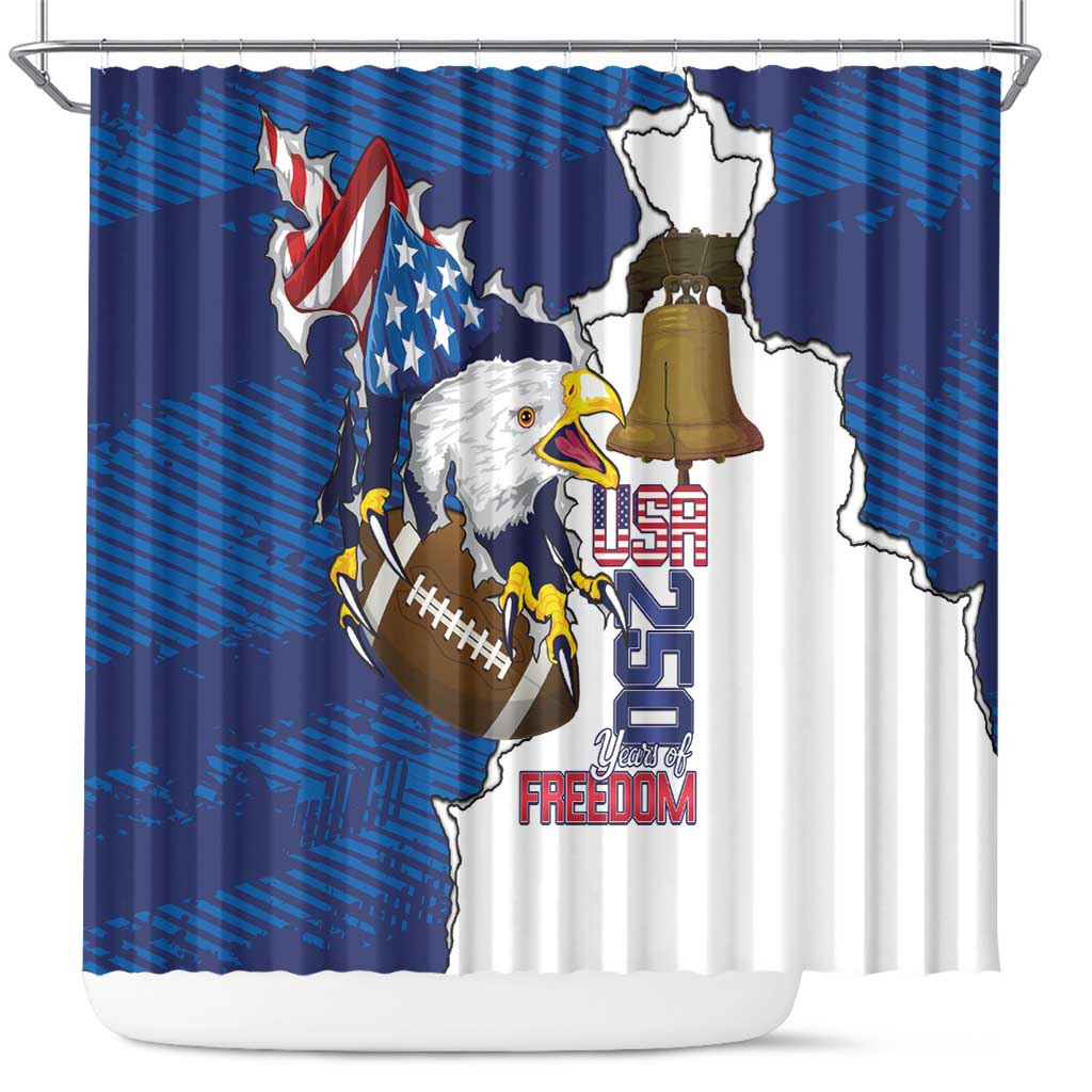 Football United States 250th Anniversary Shower Curtain USA Flag Eagle Liberty Bell