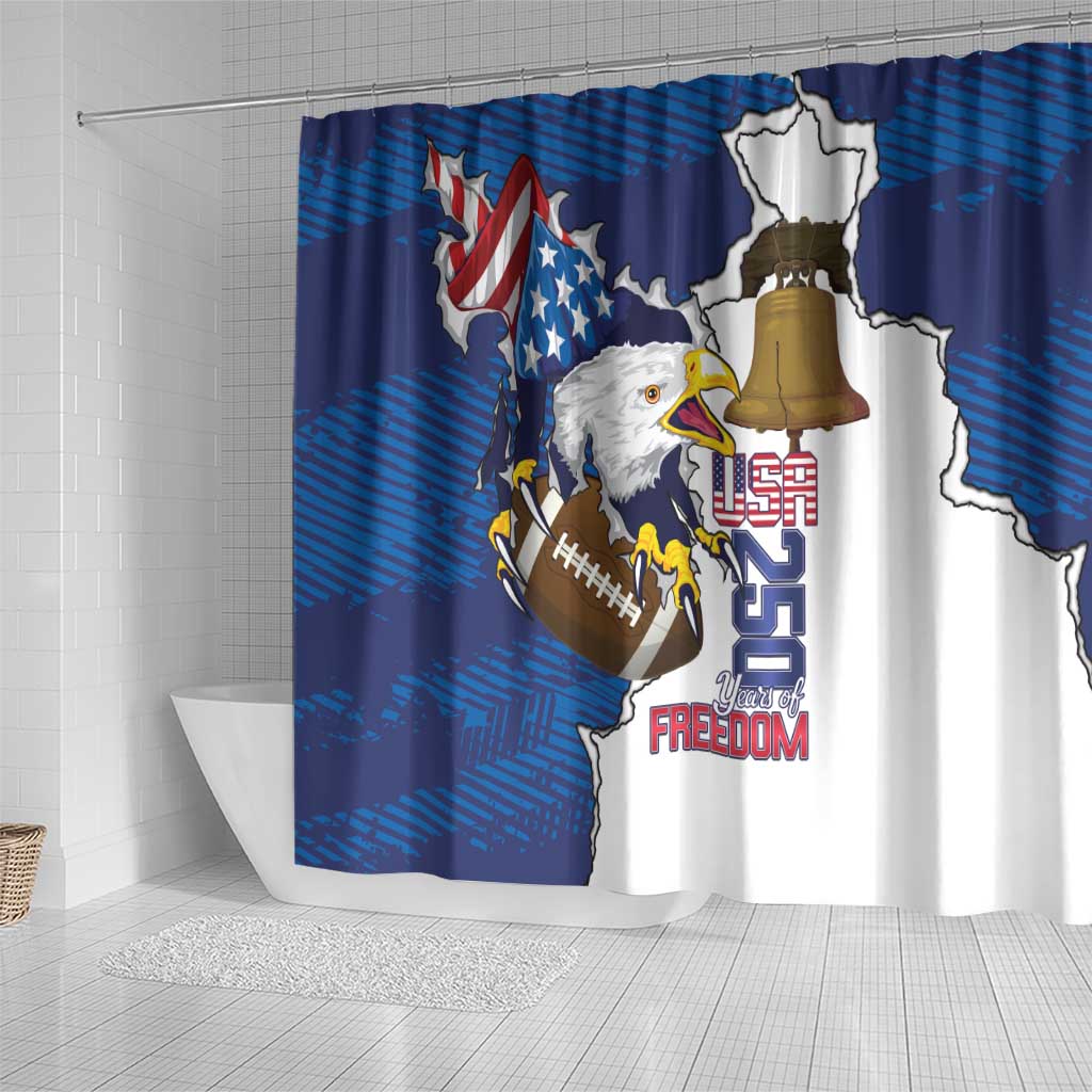 Football United States 250th Anniversary Shower Curtain USA Flag Eagle Liberty Bell