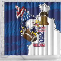 Football United States 250th Anniversary Shower Curtain USA Flag Eagle Liberty Bell