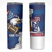 Personalized Football United States 250th Anniversary Skinny Tumbler USA Flag Eagle Liberty Bell