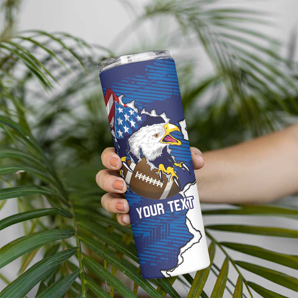 Personalized Football United States 250th Anniversary Skinny Tumbler USA Flag Eagle Liberty Bell