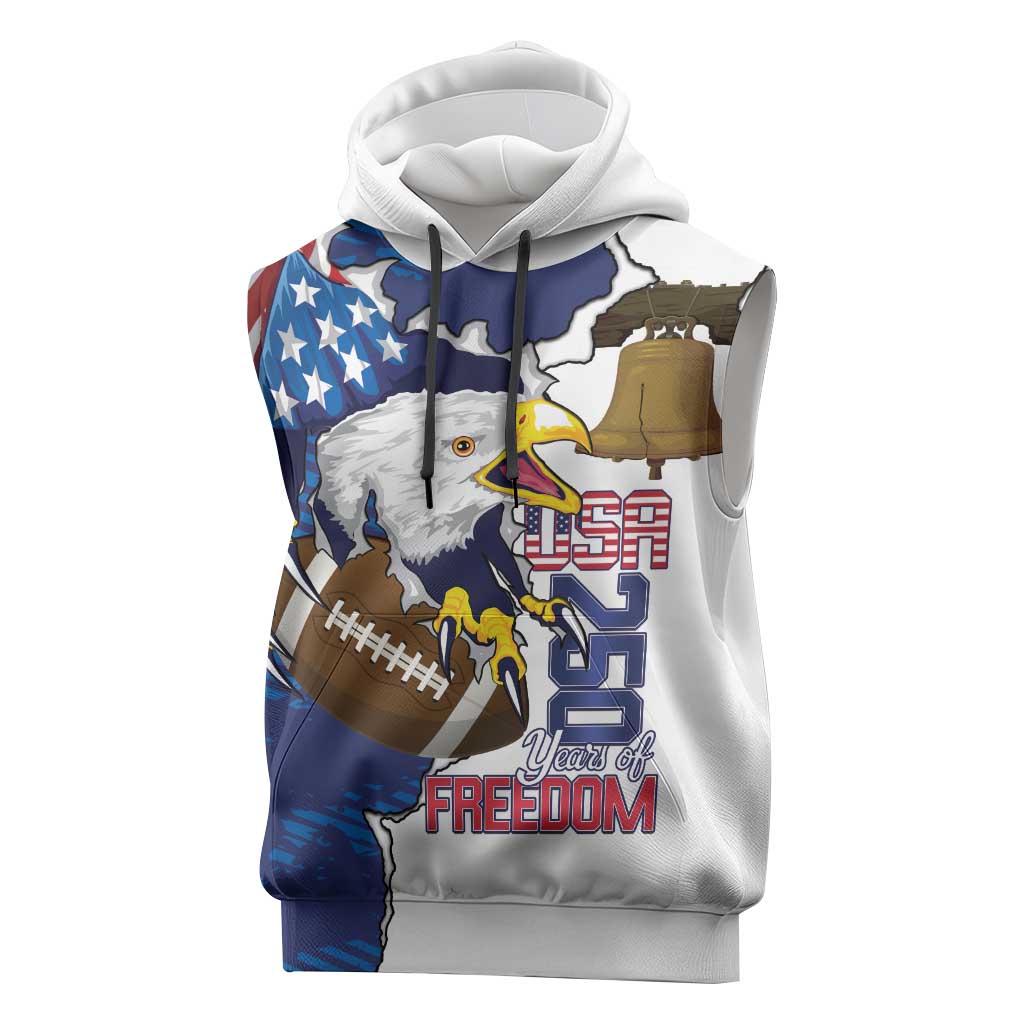 Personalized Football United States 250th Anniversary Sleeveless Hoodie USA Flag Eagle Liberty Bell