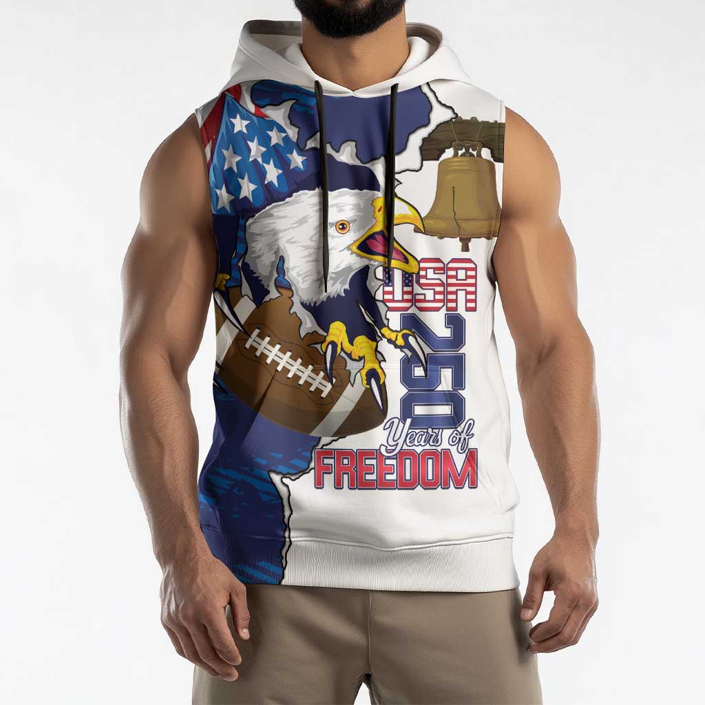Personalized Football United States 250th Anniversary Sleeveless Hoodie USA Flag Eagle Liberty Bell