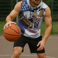 Personalized Football United States 250th Anniversary Sleeveless Hoodie USA Flag Eagle Liberty Bell
