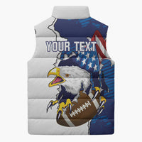 Personalized Football United States 250th Anniversary Sleeveless Puffer Jacket USA Flag Eagle Liberty Bell