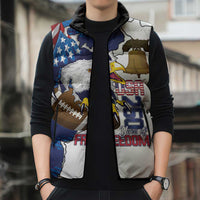 Personalized Football United States 250th Anniversary Sleeveless Puffer Jacket USA Flag Eagle Liberty Bell