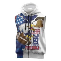 Personalized Football United States 250th Anniversary Sleeveless Zip Hoodie USA Flag Eagle Liberty Bell