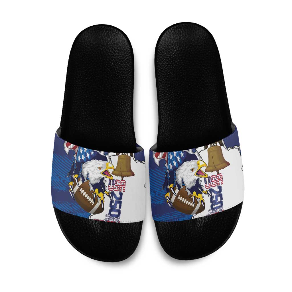 Football United States 250th Anniversary Slide Sandals USA Flag Eagle Liberty Bell