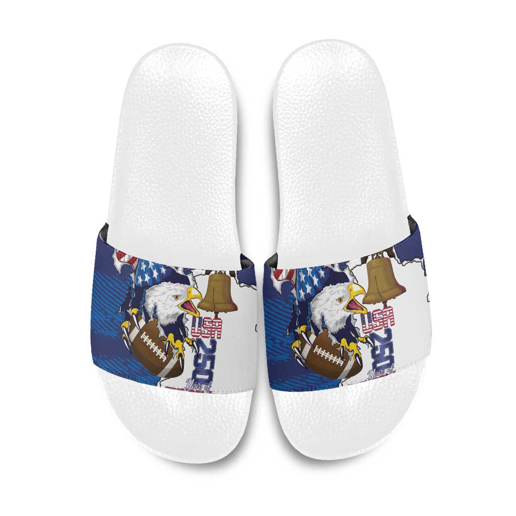 Football United States 250th Anniversary Slide Sandals USA Flag Eagle Liberty Bell
