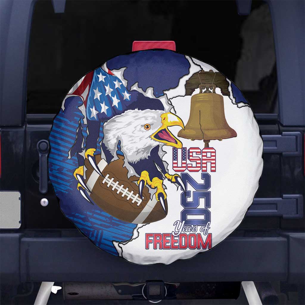 Football United States 250th Anniversary Spare Tire Cover USA Flag Eagle Liberty Bell