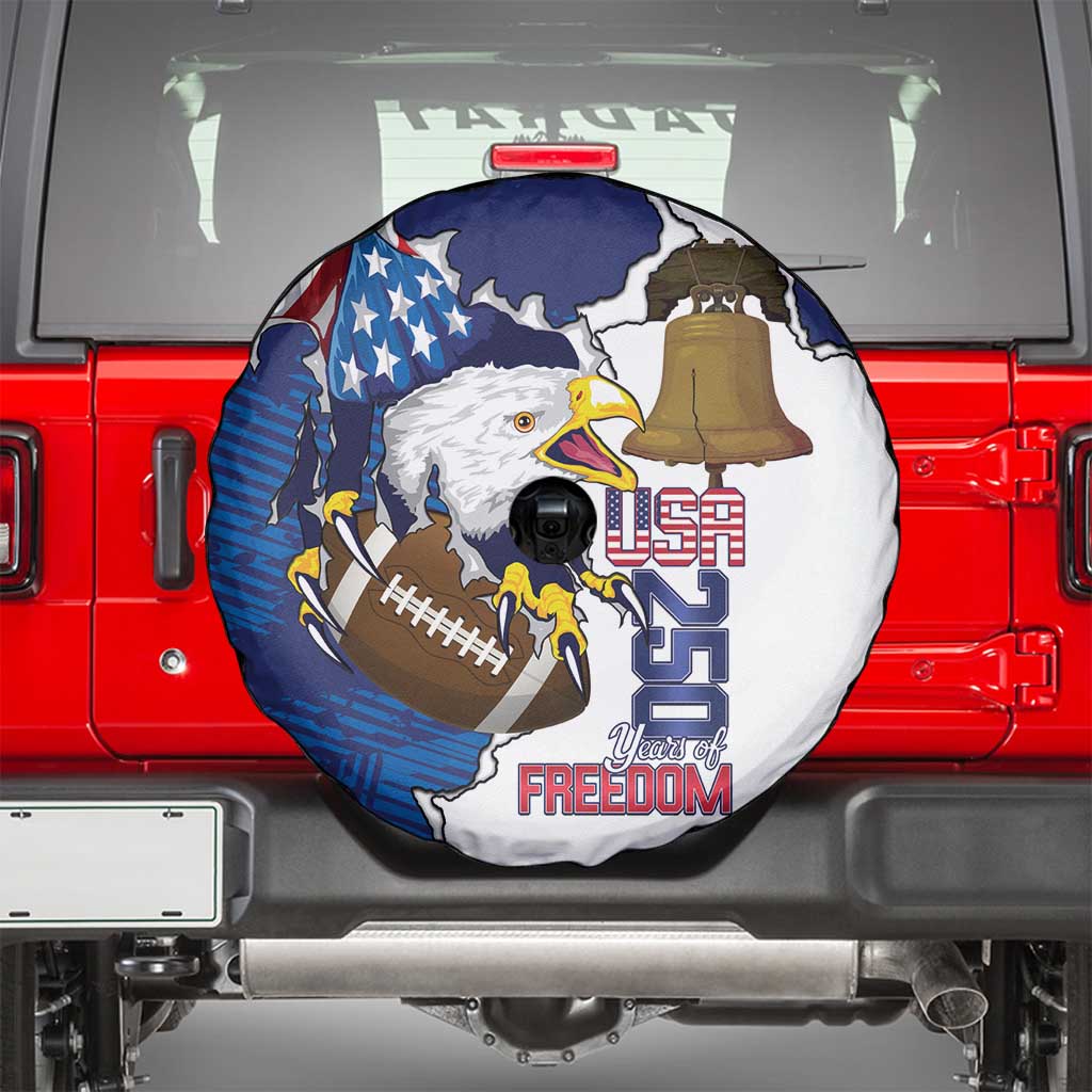 Football United States 250th Anniversary Spare Tire Cover USA Flag Eagle Liberty Bell