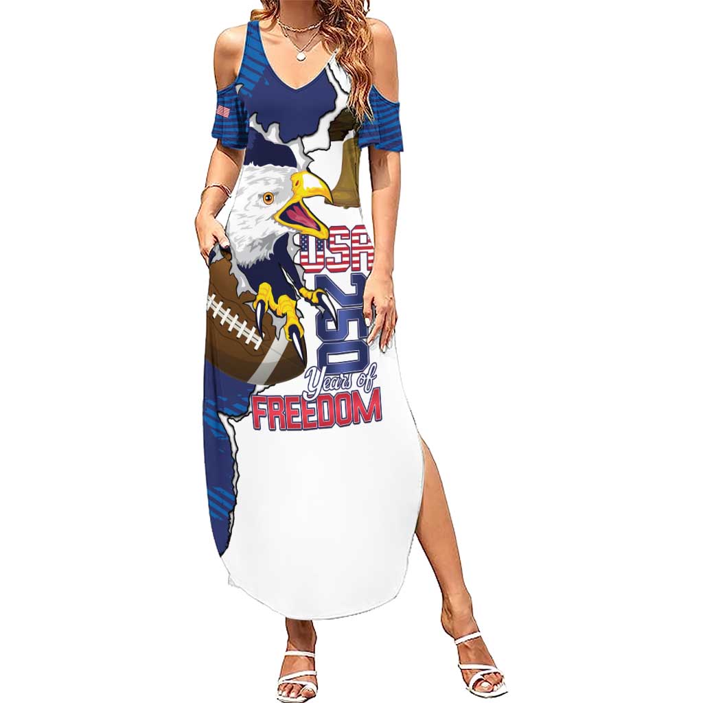 Personalized Football United States 250th Anniversary Summer Maxi Dress USA Flag Eagle Liberty Bell