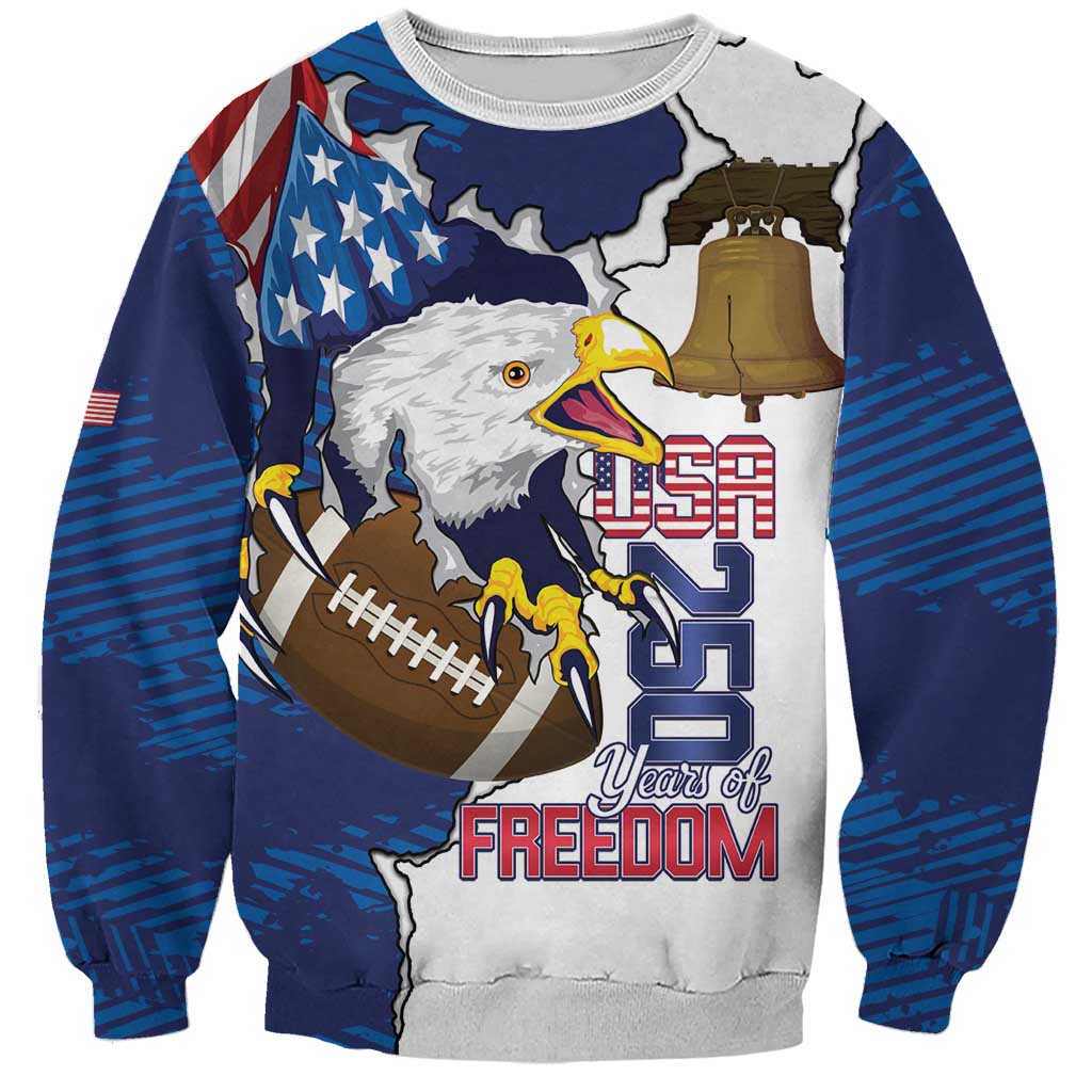 Personalized Football United States 250th Anniversary Sweatshirt USA Flag Eagle Liberty Bell