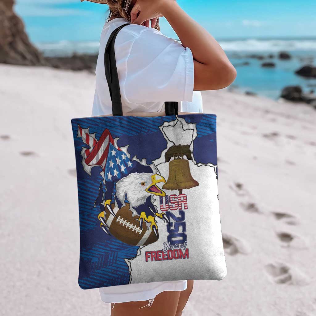 Football United States 250th Anniversary Tote Bag USA Flag Eagle Liberty Bell